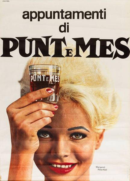 Armando Testa : Punt e Mes- Margaret Rose Keil.  - Asta Pop Culture e Manifesti - Associazione Nazionale - Case d'Asta italiane