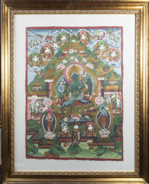 THANGKA : Thangka dipinto su seta  Tibet  XX sec H cm 73x53  - Asta Arte orientale - Associazione Nazionale - Case d'Asta italiane