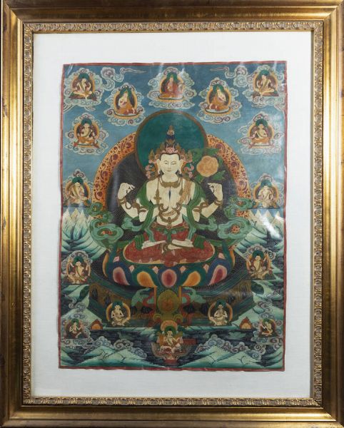 THANGKA : Thangka dipinto su seta  Tibet  XX sec H cm 70x52  - Asta Arte orientale - Associazione Nazionale - Case d'Asta italiane