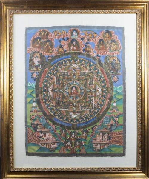 THANGKA : Thangka dipinto su seta  Tibet  XX sec H cm 73x57 5  - Asta Arte orientale - Associazione Nazionale - Case d'Asta italiane