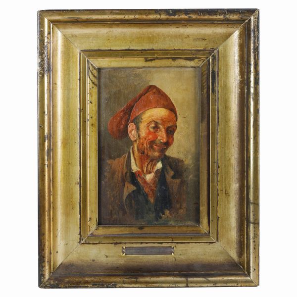 Pittore italiano, ritratto virile con cappello rosso;  - Asta Smart Auction: arredo, dipinti, sculture, argenti e altro a prezzi vantaggiosi - Associazione Nazionale - Case d'Asta italiane