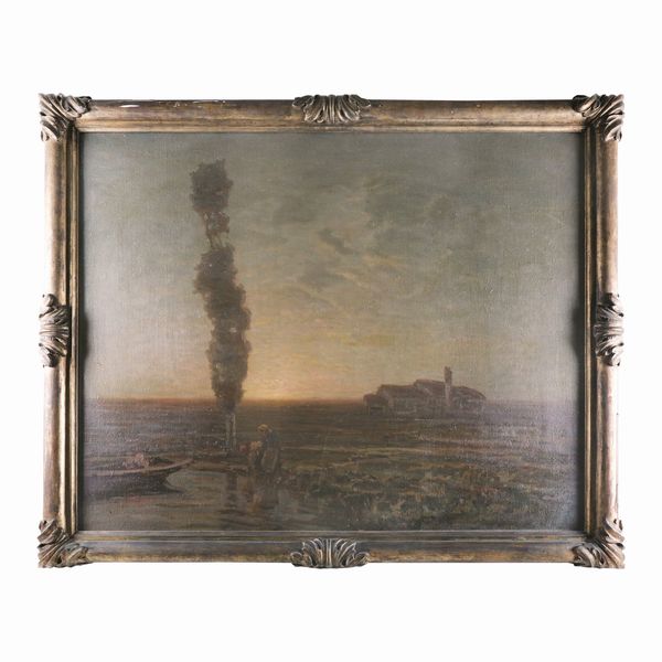 Francesco Sartorelli : Scorcio di paesaggio di laguna veneta  - Asta Smart Auction: arredo, dipinti, sculture, argenti e altro a prezzi vantaggiosi - Associazione Nazionale - Case d'Asta italiane