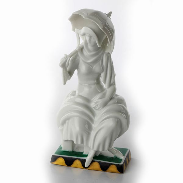 Dama con parasole, scultura in volume in porcellana bianca  - Asta Smart Auction: arredo, dipinti, sculture, argenti e altro a prezzi vantaggiosi - Associazione Nazionale - Case d'Asta italiane