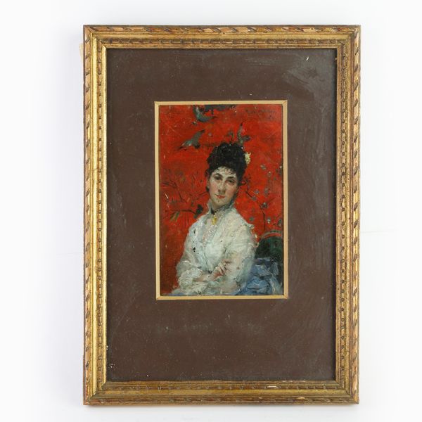 Ritratto di dama su sfondo rosso  - Asta Smart Auction: arredo, dipinti, sculture, argenti e altro a prezzi vantaggiosi - Associazione Nazionale - Case d'Asta italiane