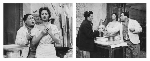 Anonimo : Sophia Loren e Giacomo Furia in Loro di Napoli, diretto da Vittorio De Sica  - Asta Fotografia - Associazione Nazionale - Case d'Asta italiane