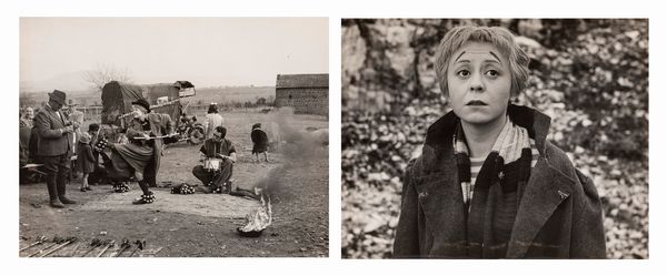 Anonimo : Anthony Quinn, Giulietta Masina e Richard Basehart in La Strada diretto da Federico Fellini  - Asta Fotografia - Associazione Nazionale - Case d'Asta italiane