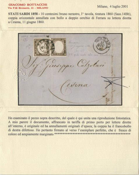 Sardegna IV emissione  - Asta Filatelia e Storia Postale - Associazione Nazionale - Case d'Asta italiane