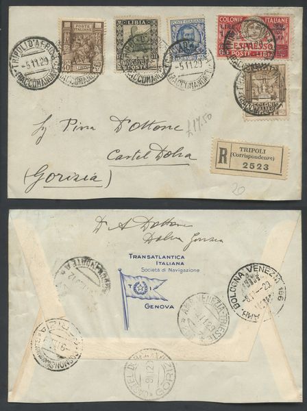 5.11.1929 Lettera da Tripoli per Gorizia.  - Asta Filatelia e Storia Postale - Associazione Nazionale - Case d'Asta italiane