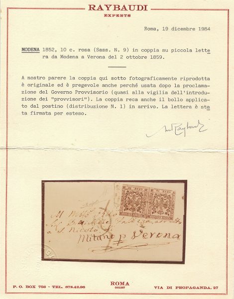 Modena  - Asta Filatelia e Storia Postale - Associazione Nazionale - Case d'Asta italiane