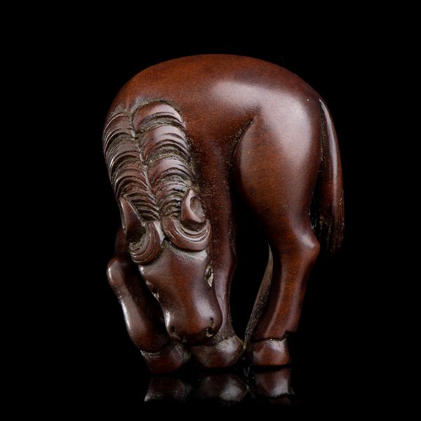 NETSUKE IN LEGNO CON CAVALLO  - Asta Arte asiatica e tribale  - Associazione Nazionale - Case d'Asta italiane