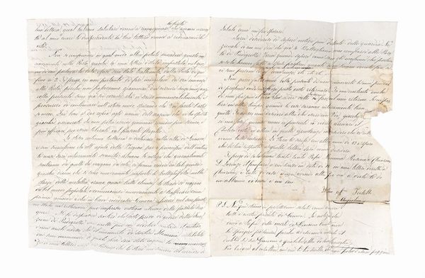 2 lettere viaggiate, manoscritte, spedite a Napoli durante gli anni del colera.  - Asta Libri, autografi e manoscritti - Associazione Nazionale - Case d'Asta italiane