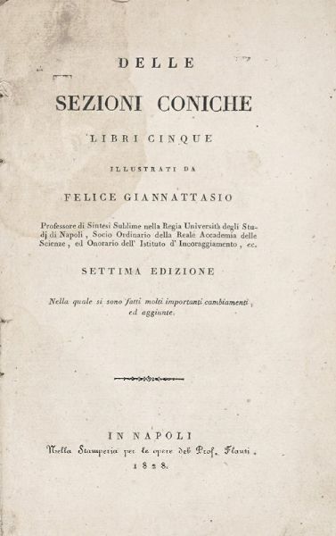 Vincenzo Flauti : Lotto composto di opere di matematica e geometria.  - Asta Libri, autografi e manoscritti - Associazione Nazionale - Case d'Asta italiane