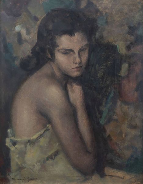 VENANZIO ZOLLA Colchester (Regno Unito) 1880 - 1961 Torino : Figura femminile  - Asta Dipinti - Associazione Nazionale - Case d'Asta italiane