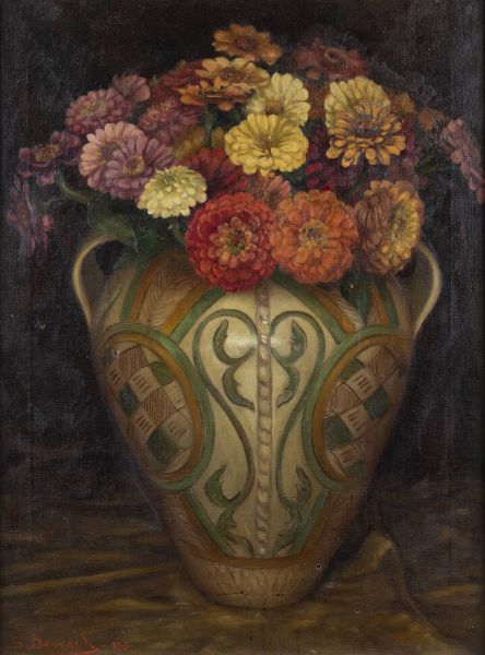 STEFANO BENECH Savona 1884 - 1978 : Vaso di fiori 1925  - Asta Dipinti - Associazione Nazionale - Case d'Asta italiane