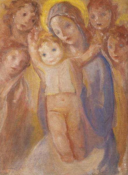 MARIO MICHELETTI Balzola Monferrato (AL) 1892 - 1975 Torino : Madonna con bambino  - Asta Dipinti - Associazione Nazionale - Case d'Asta italiane