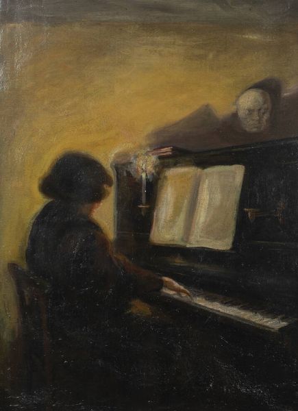 PITTORE ANONIMO : Lezione di piano  - Asta Dipinti - Associazione Nazionale - Case d'Asta italiane