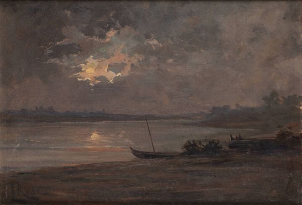 LEONARDO RODA Racconigi (CN) 1868 - 1933 : Notturno sul fiume  - Asta Dipinti - Associazione Nazionale - Case d'Asta italiane