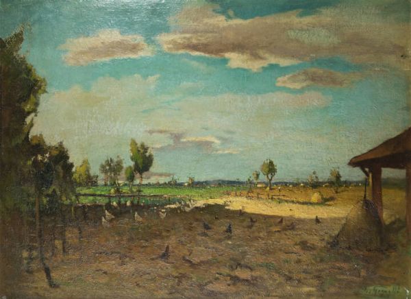 IVO GEMELLI Milano 1897 - 1964 Torino : Paesaggio campestre  - Asta Dipinti - Associazione Nazionale - Case d'Asta italiane