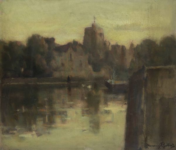 VENANZIO ZOLLA Colchester (Regno Unito) 1880 - 1961 Torino : Sul fiume  - Asta Dipinti - Associazione Nazionale - Case d'Asta italiane