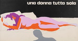 Michelangelo Papuzza : Una donna tutta sola  - Asta Bozzetti Cinematografici   - Associazione Nazionale - Case d'Asta italiane