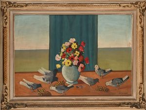 Pietro Morando : Natura morta con vaso di fiori  - Asta Arte Moderna e Contemporanea - Associazione Nazionale - Case d'Asta italiane