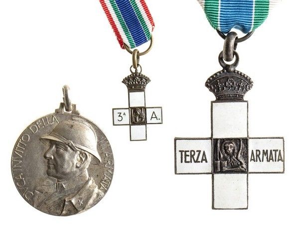 LOTTO DI CROCE, MINIATURA E MEDAGLIA DELLA TERZA ARMATA  - Asta Militaria, Medaglie e Ordini Cavallereschi - Associazione Nazionale - Case d'Asta italiane