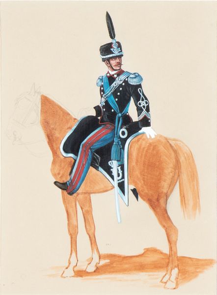 Gouache, Bozzetto raffigurante capitano dei cavalleggeri del Monferrato  - Asta Militaria, Medaglie e Ordini Cavallereschi - Associazione Nazionale - Case d'Asta italiane