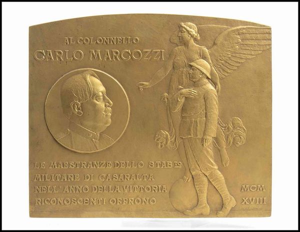 Targa commemorativa: AL COLONELLO CARLO MARCOZZI  - Asta Militaria, Medaglie e Ordini Cavallereschi - Associazione Nazionale - Case d'Asta italiane