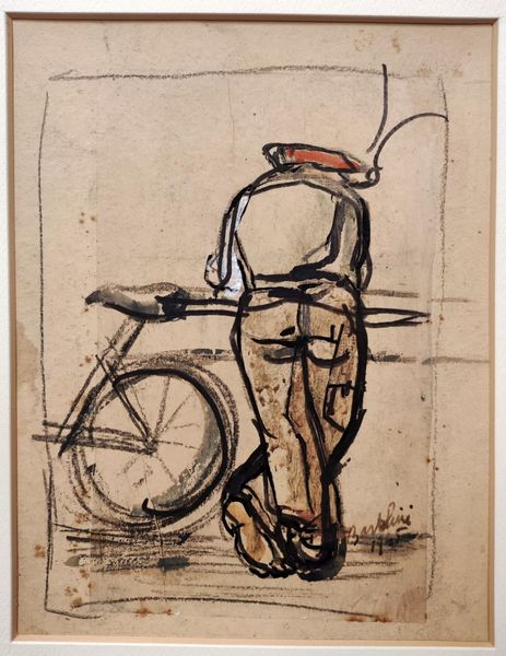 Luigi  Bartolini : Uomo con bici  - Asta Arte moderna e contemporanea - Associazione Nazionale - Case d'Asta italiane