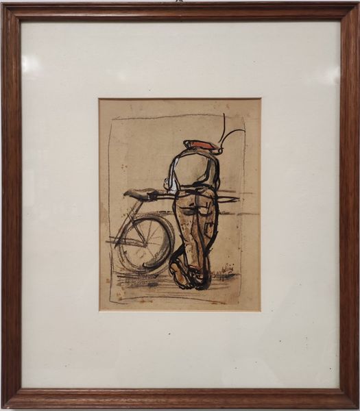 Luigi  Bartolini : Uomo con bici  - Asta Arte moderna e contemporanea - Associazione Nazionale - Case d'Asta italiane