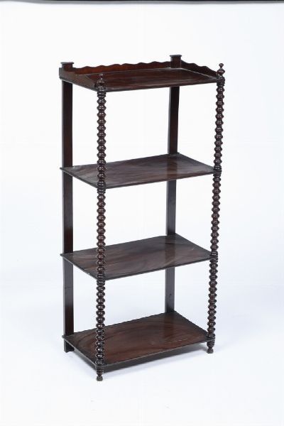 Etagere in legno con colonnine tornite. XIX secolo  - Asta Antiquariato - Associazione Nazionale - Case d'Asta italiane