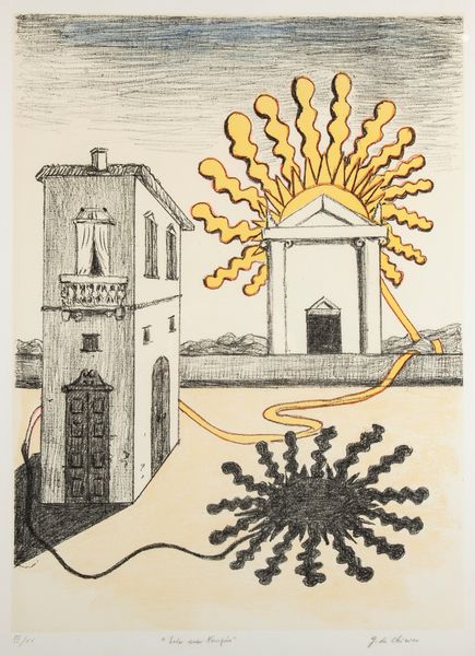 Giorgio de Chirico : Sole sul tempio  - Asta Grafica Internazionale e Multipli d'Autore - Associazione Nazionale - Case d'Asta italiane