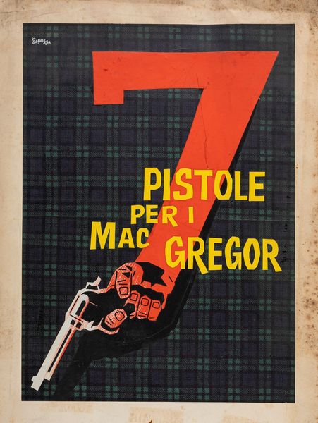 Michelangelo Papuzza : 7 pistole per i MacGregor  - Asta Bozzetti Cinematografici - Parte II / Asta a tempo - Associazione Nazionale - Case d'Asta italiane