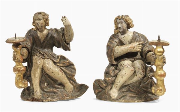 Coppia di sculture in legno policromo e dorato  - Asta Parade II - Arredi e Dipinti Antichi - Associazione Nazionale - Case d'Asta italiane