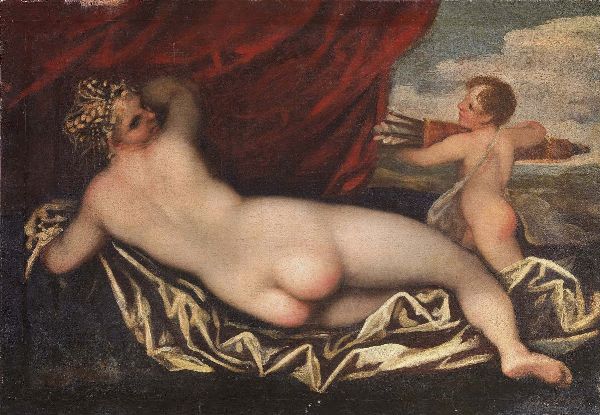 Scuola veneta del XVII secolo : Venere e Cupido  - Asta Parade II - Arredi e Dipinti Antichi - Associazione Nazionale - Case d'Asta italiane