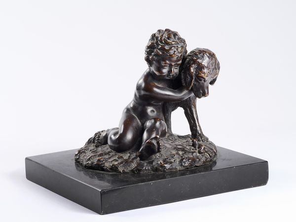 Giuseppe D'Aste : Cherubino con cane e rana  - Asta Parade III - Dipinti e Sculture del XIX e XX secolo - Associazione Nazionale - Case d'Asta italiane