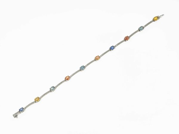 Bracciale con corindoni multicolor e diamanti  - Asta Gioielli  - Associazione Nazionale - Case d'Asta italiane