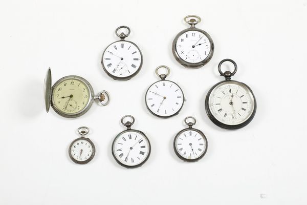 Otto orologi da tasca con cassa in argento  - Asta Argenti - Associazione Nazionale - Case d'Asta italiane