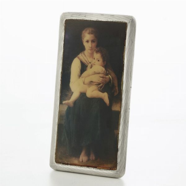 Scatola in argento e resina raffigurante mamma con bambino. Inghilterra 1934  - Asta Argenti - Associazione Nazionale - Case d'Asta italiane