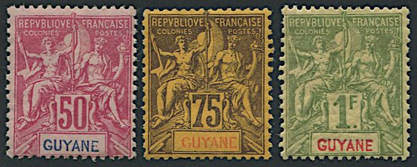 1892, French Guyane, set of thirteen  - Asta Filatelia - Associazione Nazionale - Case d'Asta italiane