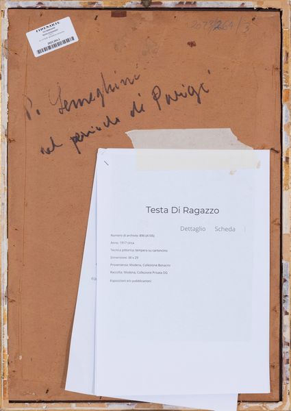 PIO SEMEGHINI : Testa di ragazzo  - Asta Asta a tempo di Arte Moderna e Contemporanea - Associazione Nazionale - Case d'Asta italiane