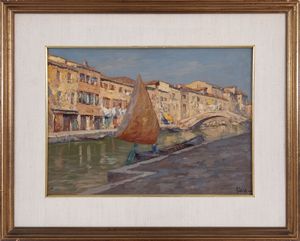 GIOVANNI  SALVIATI : Rio Ormesini - Burano  - Asta Asta a tempo di Arte Moderna e Contemporanea - Associazione Nazionale - Case d'Asta italiane