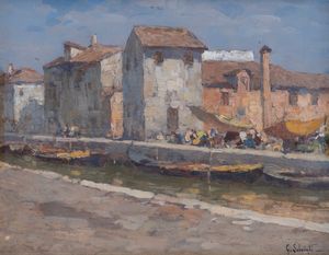 GIOVANNI  SALVIATI : Rio Ormesini - Burano  - Asta Asta a tempo di Arte Moderna e Contemporanea - Associazione Nazionale - Case d'Asta italiane