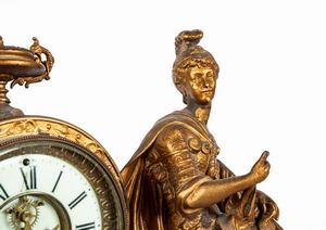 Orologio da camino in metallo dorato, Ansonia Clock Company, Stati Uniti d'America, seconda met del XIX secolo  - Asta Antiquariato - Associazione Nazionale - Case d'Asta italiane