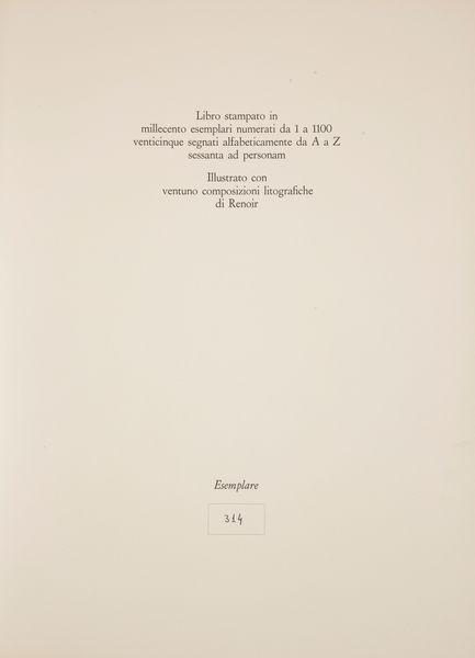 Elda Fezzi / Garibaldo Marussi - Renoir. Illustrato con 21 composizioni litografiche a colori  - Asta Asta A Tempo - Libri d'arte, D'artista e Manifesti - Associazione Nazionale - Case d'Asta italiane