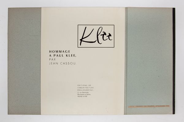 Jean Cassou - Hommage a Paul Klee. Editions de l'Architecture D'Aujourd'hui  - Asta Asta A Tempo - Libri d'arte, D'artista e Manifesti - Associazione Nazionale - Case d'Asta italiane