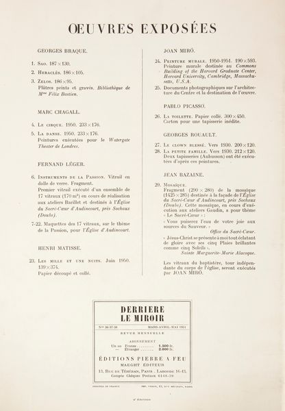 Derrire Le Miroir - Sur Quatre Murs. (Numero su Braque della Rivista artistica e letteraria francese fondata nel 1946 da Aim Maeght, pubblicata fino al 1982)  - Asta Asta A Tempo - Libri d'arte, D'artista e Manifesti - Associazione Nazionale - Case d'Asta italiane