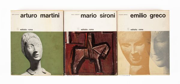 3 volumi della Collana Artisti italiani contemporanei: Guido Perocco - Arturo Martini; Marco Valsecchi - Mario Sironi; Fortunato Bellonzi - Emilio Greco  - Asta Asta A Tempo - Libri d'arte, D'artista e Manifesti - Associazione Nazionale - Case d'Asta italiane