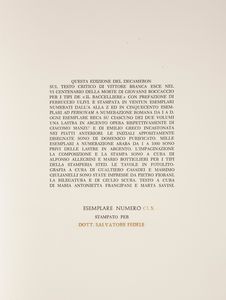 Giovanni Boccaccio - Decameron. Prefazione di Ferruccio Ulivi. Volume primo e secondo  - Asta Asta A Tempo - Libri d'arte, D'artista e Manifesti - Associazione Nazionale - Case d'Asta italiane