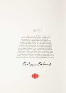 Belisario Betancur - Poemas del caminante (con dedica autografa dell'autore). Illustrato con disegni di Jos Antonio Surez Londoo  - Asta Asta A Tempo - Libri d'arte, D'artista e Manifesti - Associazione Nazionale - Case d'Asta italiane